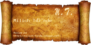Milich Tünde névjegykártya